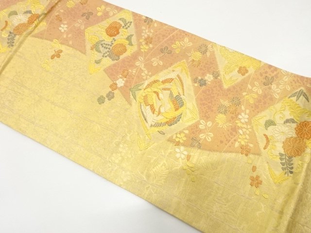 JAPANESE KIMONO / ANTIQUE FUKURO OBI / WOVEN SAKURA